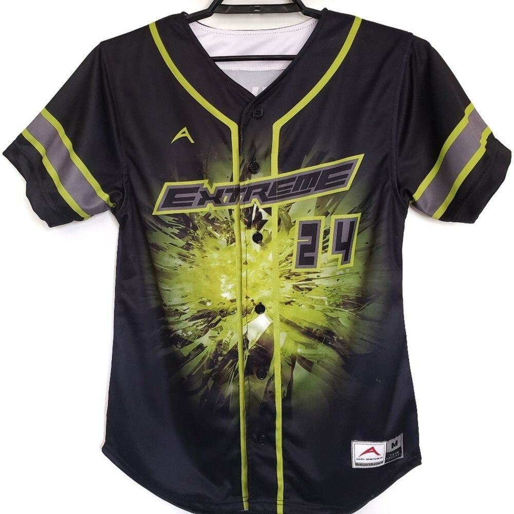 Allen Sportswear Mens Jersey Size Medium Team Apparel Black Player 24 Button